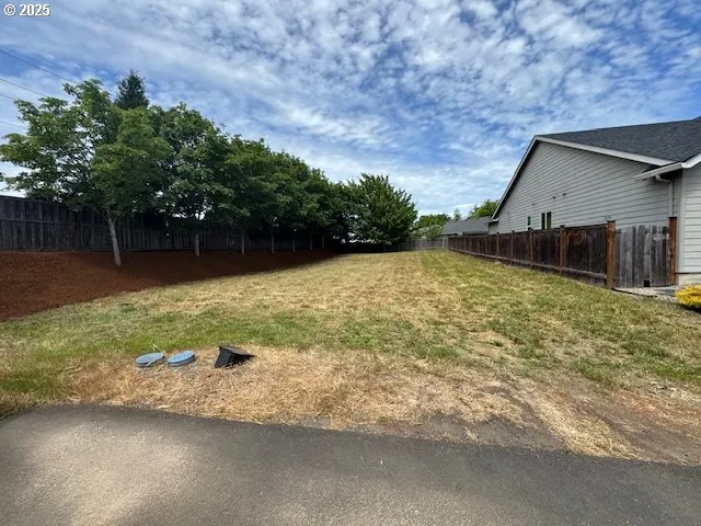 a backyard of a house with lots of green space