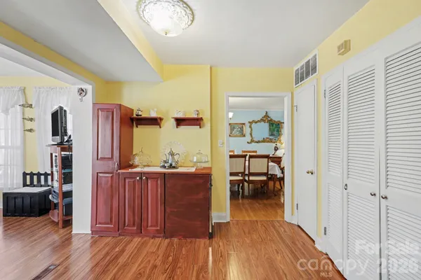 a view of a living room and bathroom