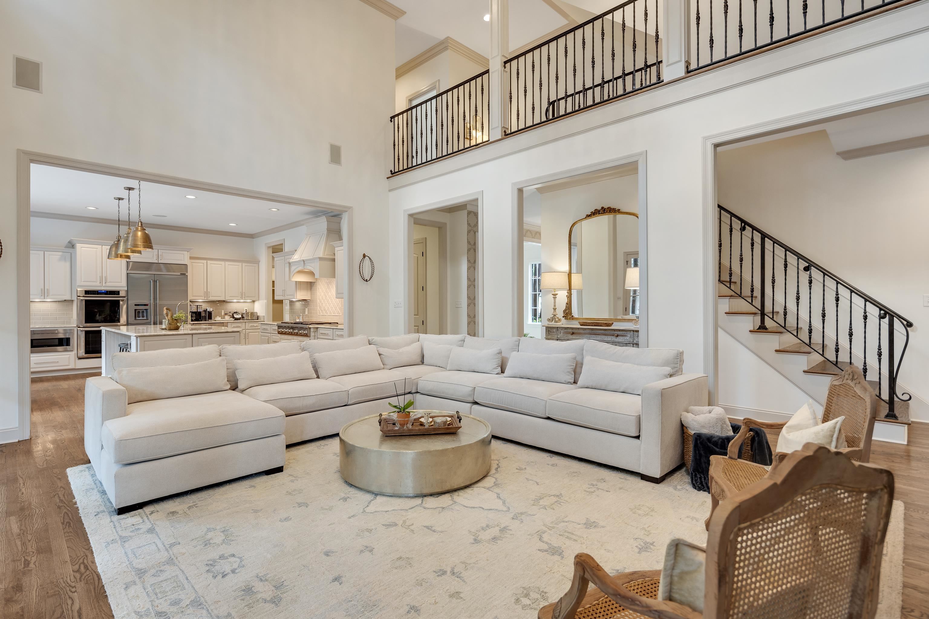 101 North Grove Park Road Memphis, TN 38117 - Photo 11 of 40 Living room with light wood finished floors, crown molding, a high ceiling, and recessed lighting