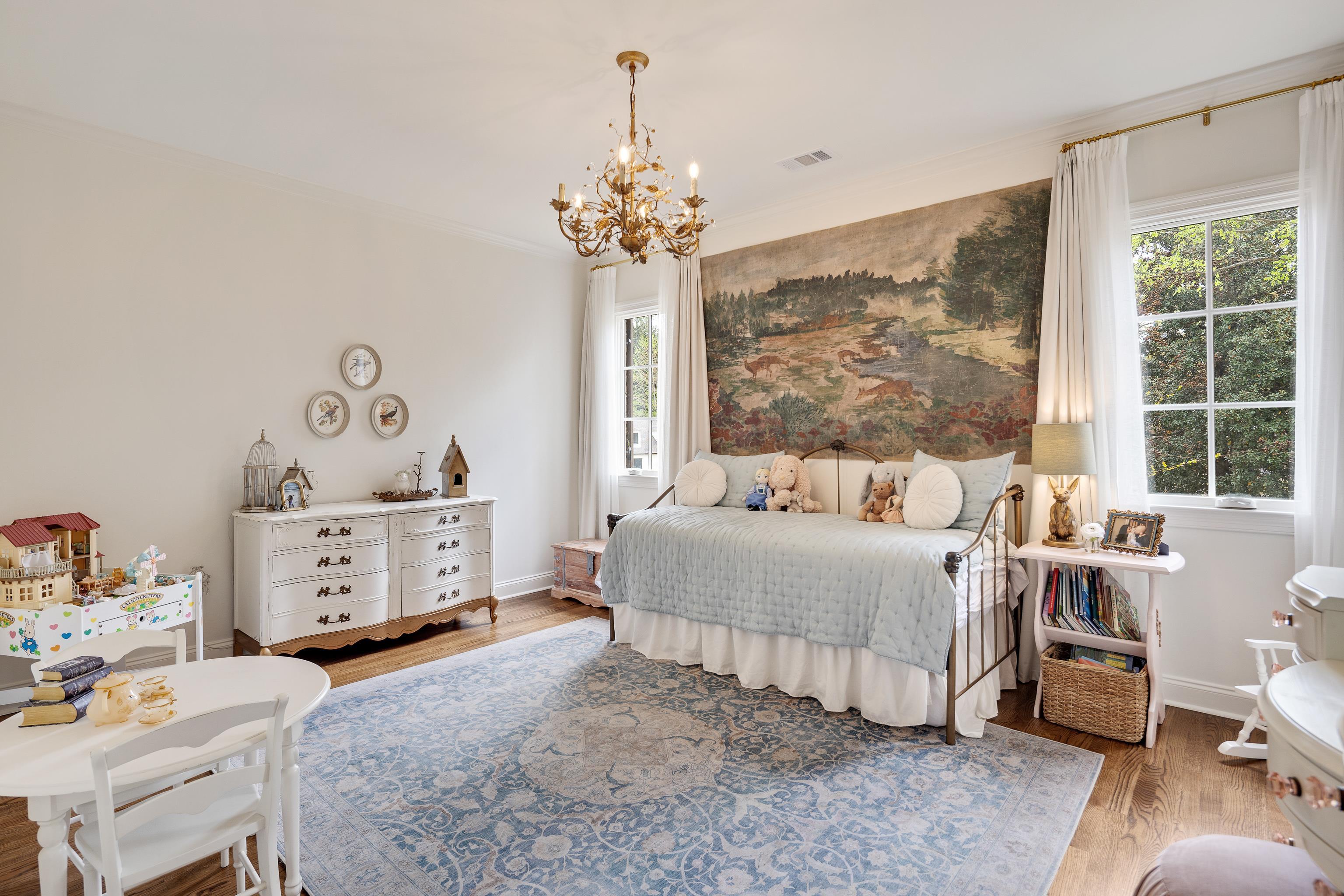 101 North Grove Park Road Memphis, TN 38117 - Photo 18 of 40 Bedroom featuring suspended lighting, wood finished floors, and ornamental molding