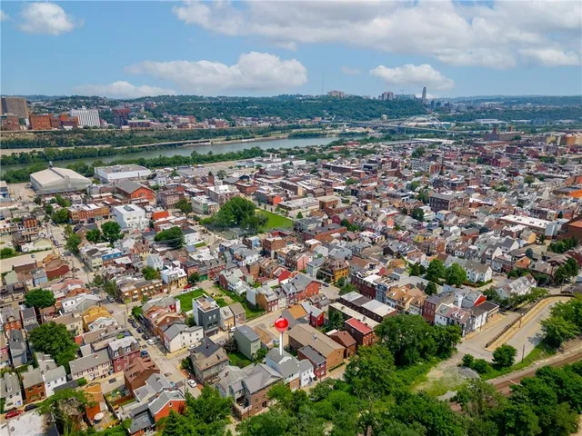 an aerial view of a city