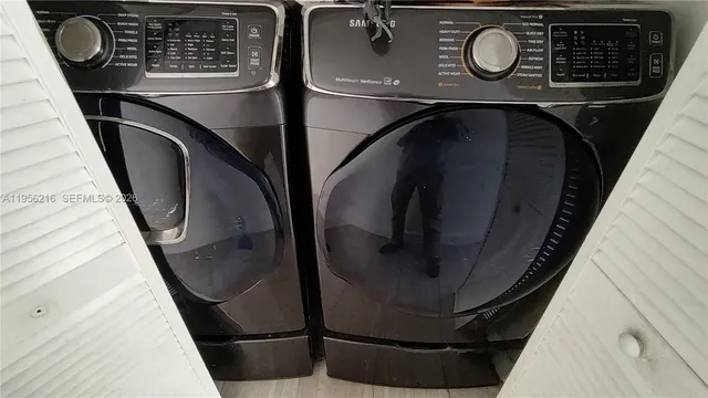a close view of washer and dryer