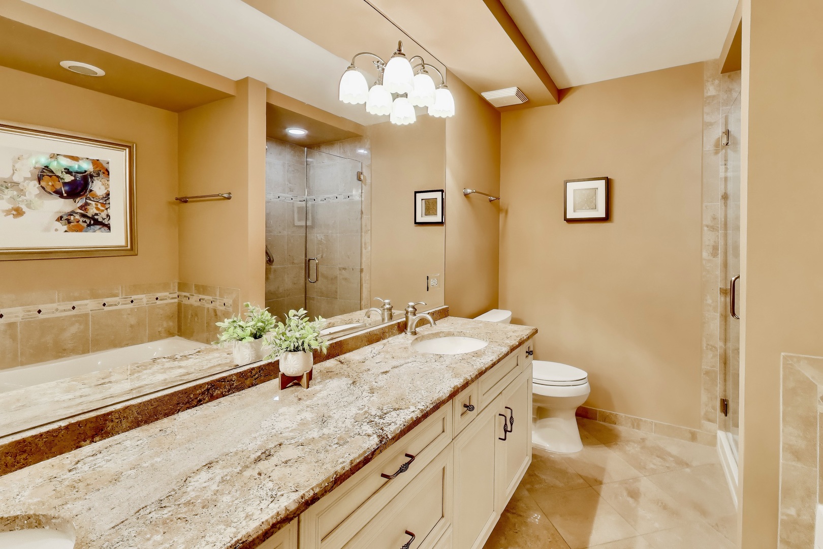 10 East Burlington Street, Unit 2C Riverside, IL 60546 - Photo 20 of 46 a bathroom with a granite countertop sink and a mirror