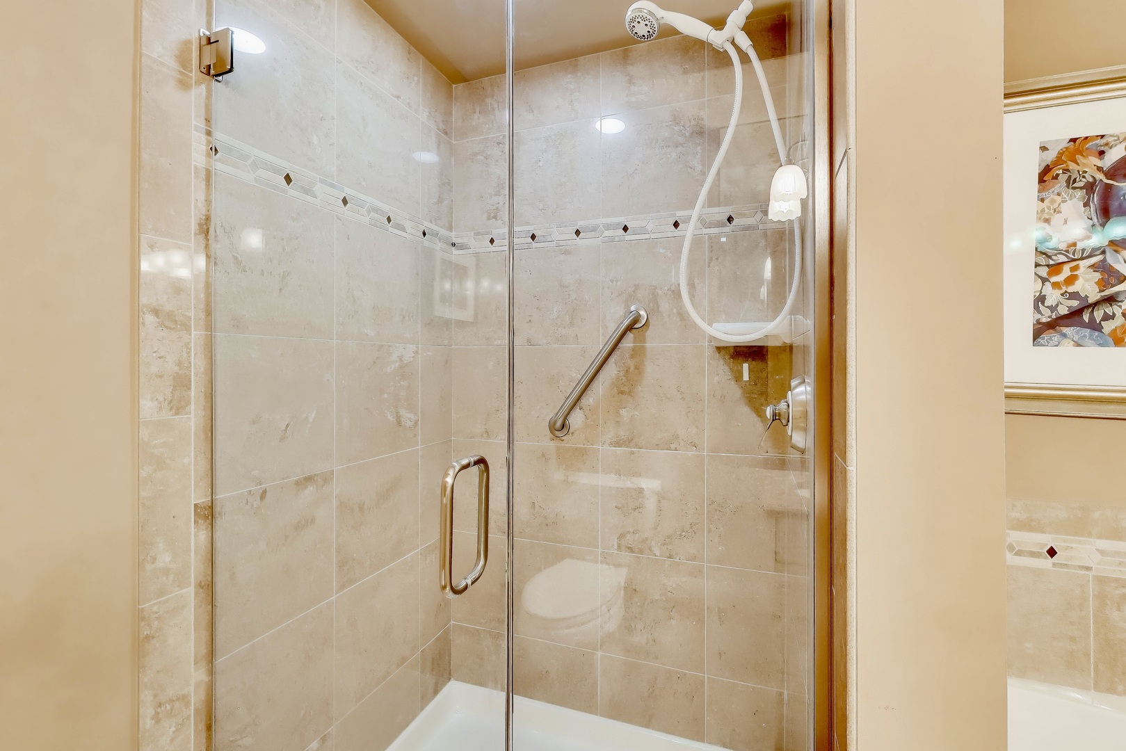 10 East Burlington Street, Unit 2C Riverside, IL 60546 - Photo 22 of 46 a bathroom with a glass shower door and a sink
