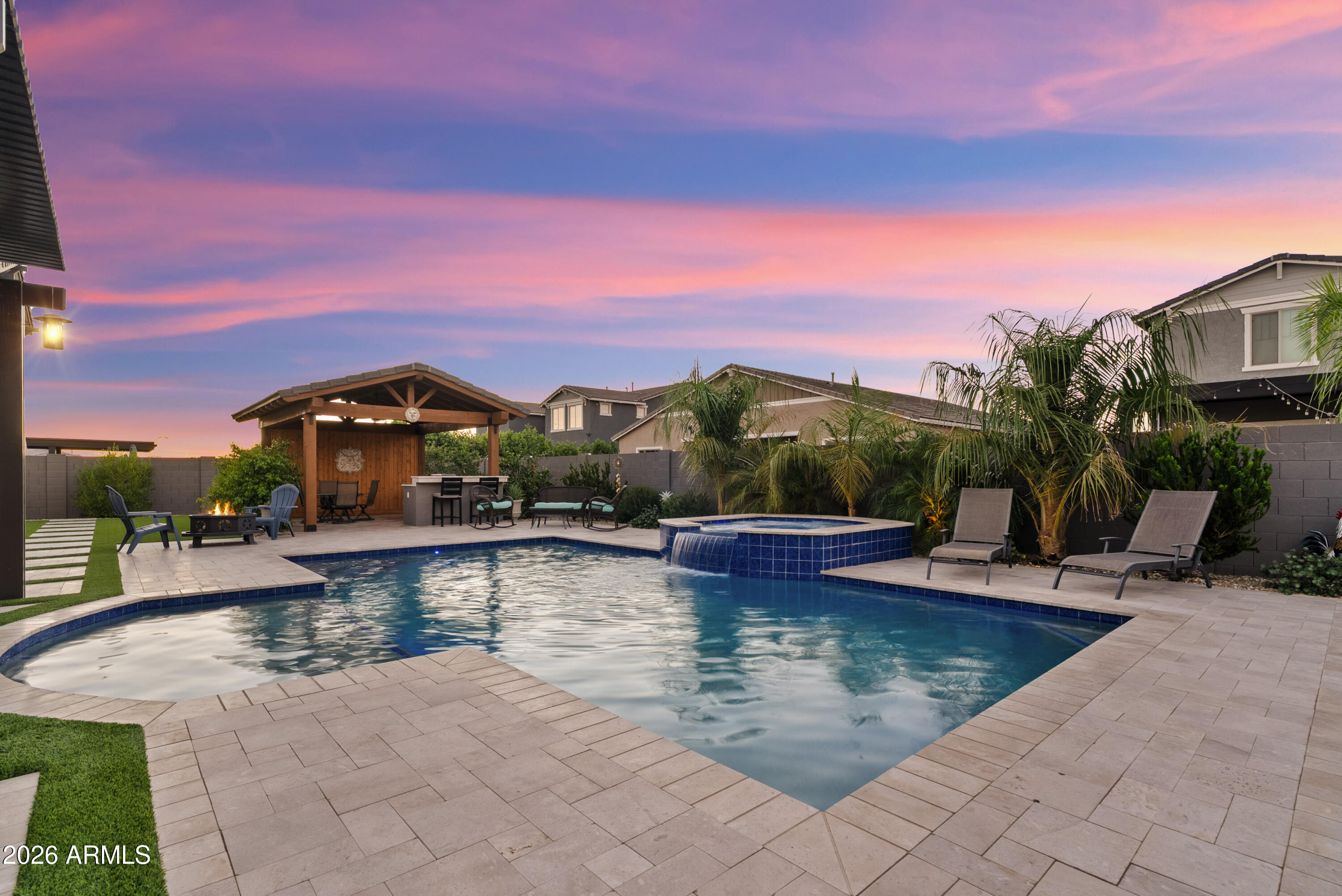 22820 East Camacho Road Queen Creek, AZ 85142 - Photo 51 of 58 Backyard at Dusk