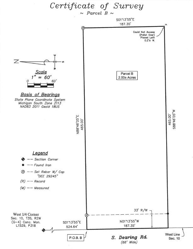 2635 South Dearing Road Spring Arbor, MI 49283 - Photo 3 of 3 Parcel B Survey
