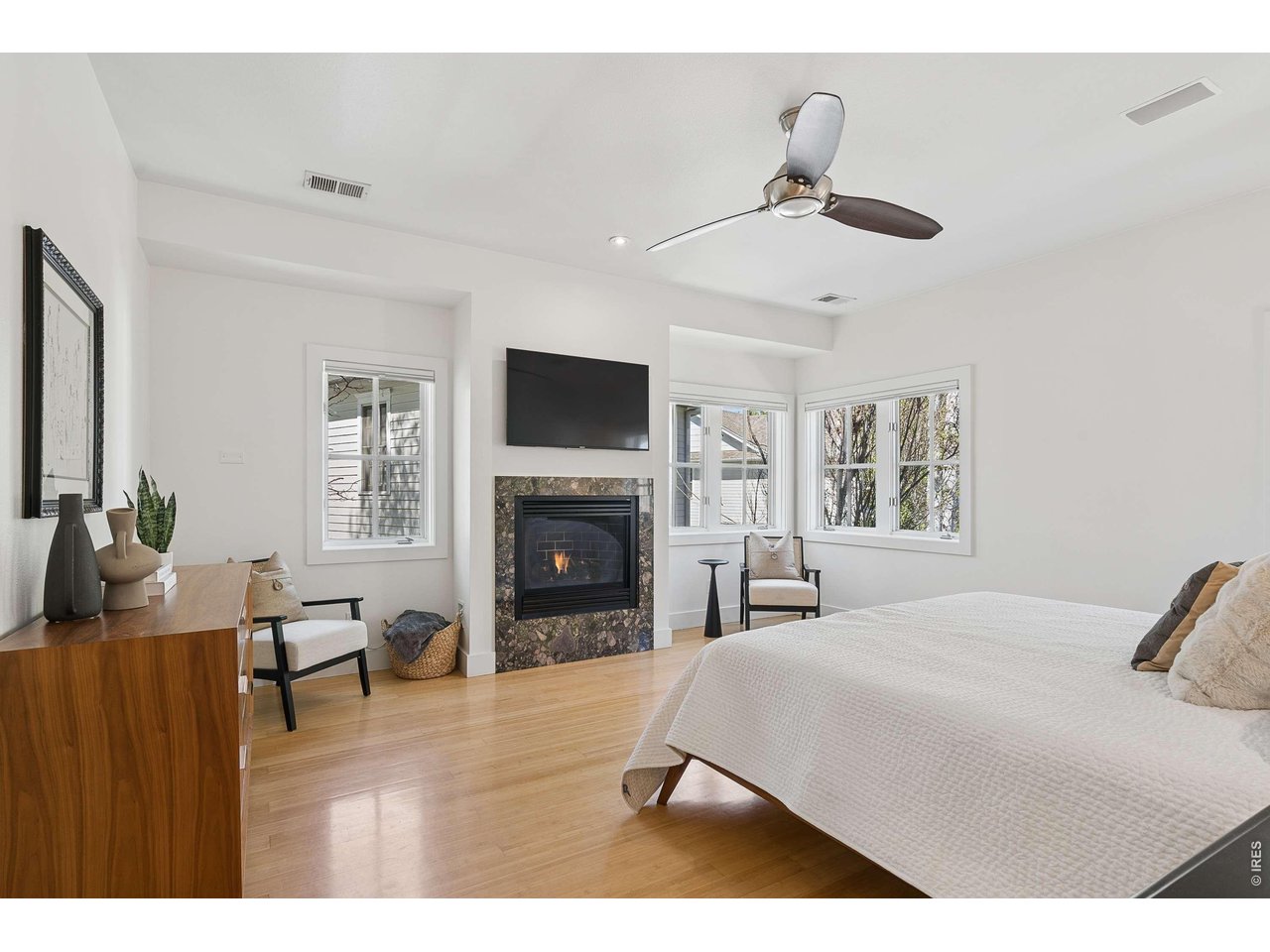 821 Incorrigible Circle Longmont, CO 80504 - Photo 17 of 43 Primary Bedroom w/ Fireplace