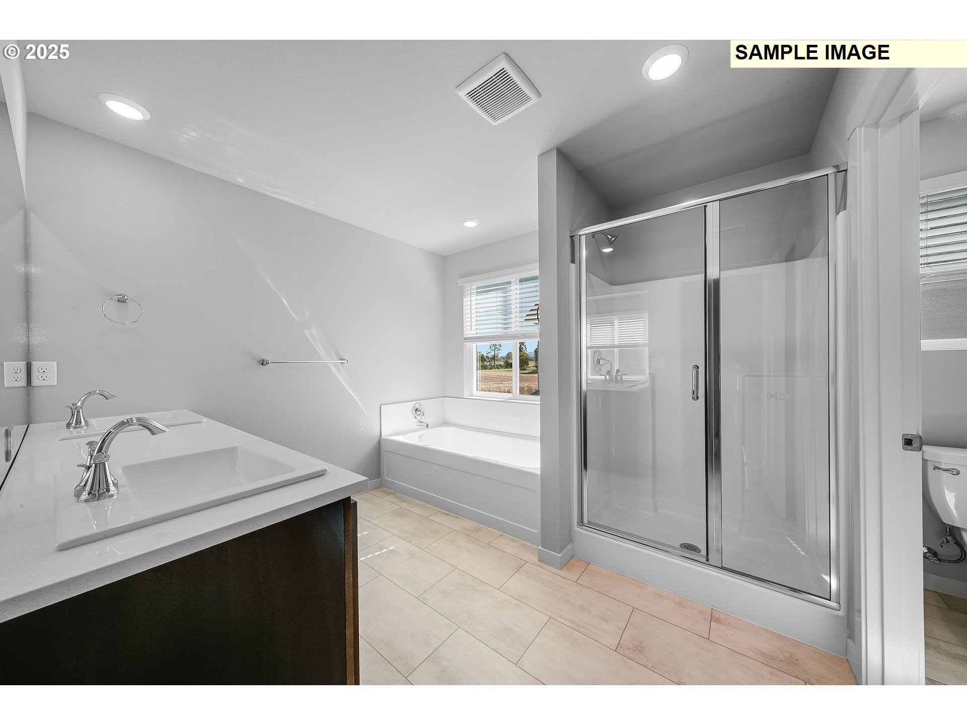 1036 Legacy Street Eugene, OR 97402 - Photo 15 of 18 a bathroom with a sink mirror and a shower