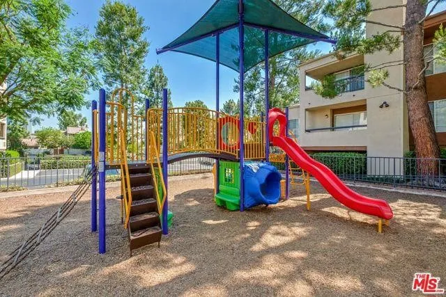 an outdoor space with seating space