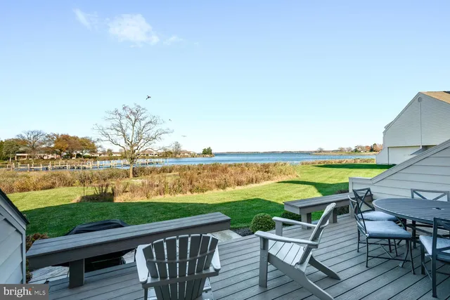 an outdoor space with furniture