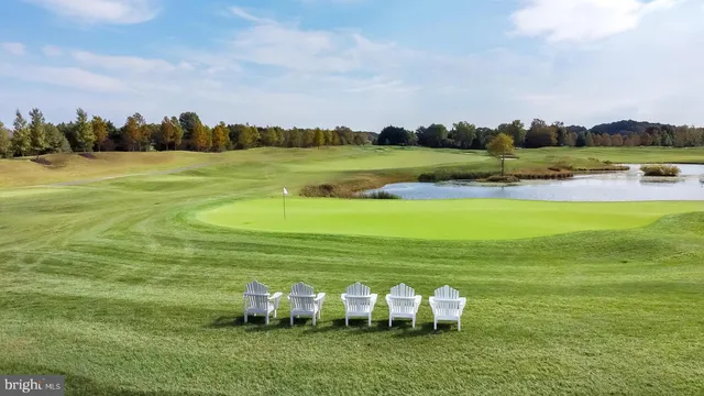 a yard with lots of green space and fog