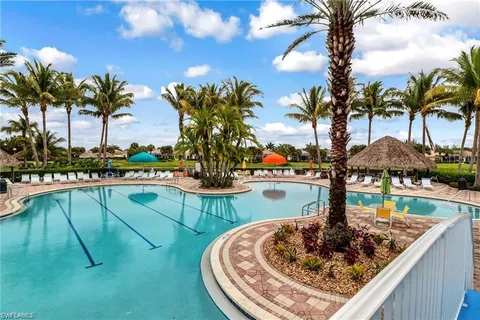 a view of a park with slide