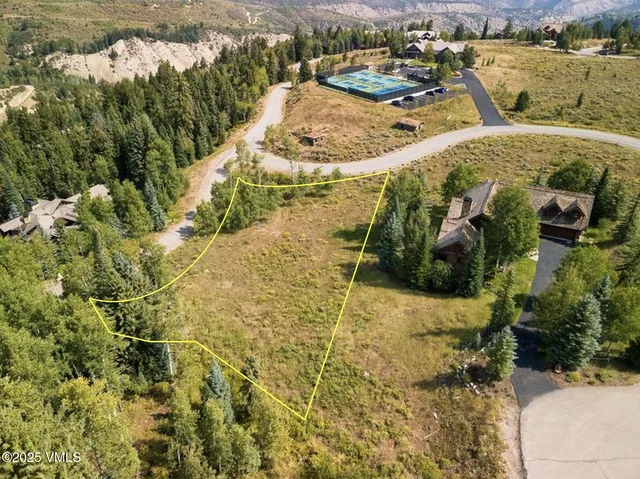 a view of a swimming pool with a yard