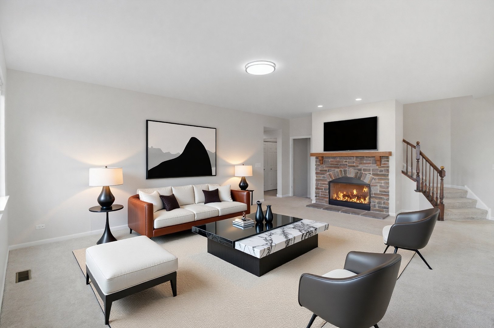 2511 Hennig Road Hampshire, IL 60140 - Photo 2 of 44 a living room with furniture flat screen tv and a fireplace