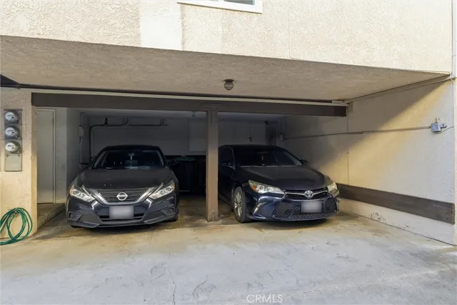 a car parked in a garage