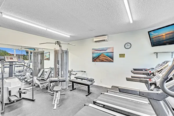 a view of a room with gym equipment