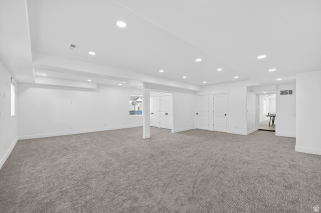 572 West 500th Street North Mapleton, UT 84664 - Photo 23 of 46 Finished basement with recessed lighting and carpet floors
