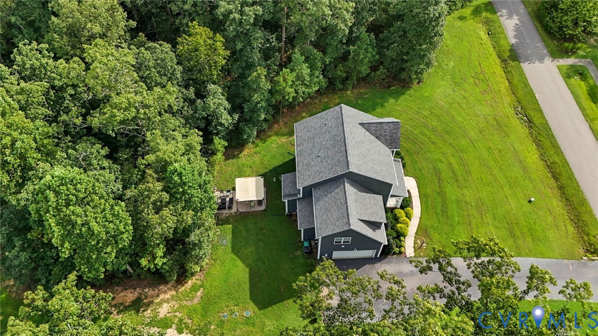 an aerial view of a house