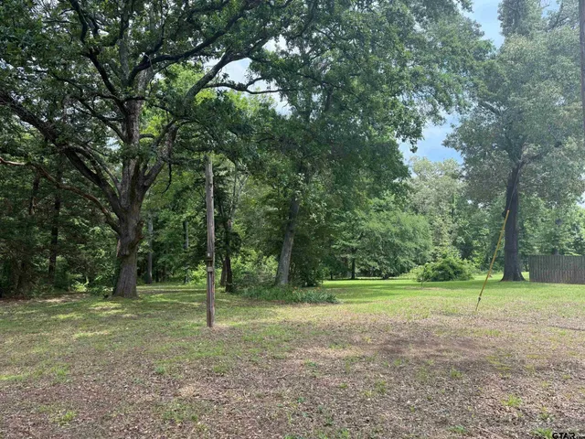 a view of outdoor space with trees all around