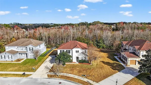 an aerial view of a house