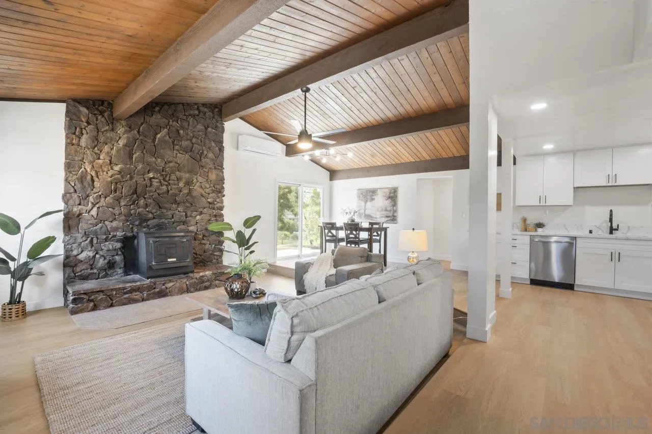 23471 Japatul Valley Road Alpine, CA 91901 - Photo 7 of 57 a living room with fireplace furniture and a fireplace