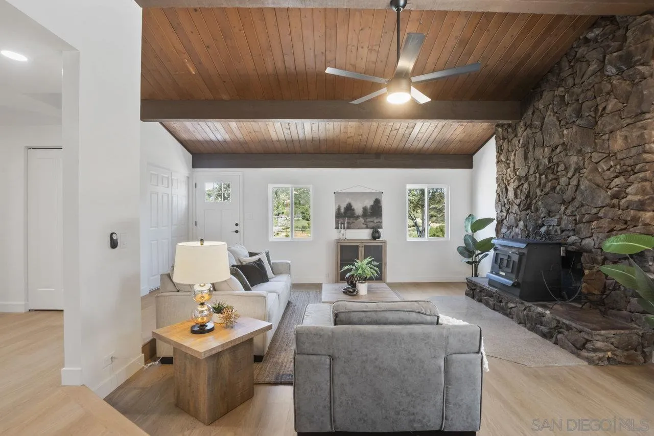23471 Japatul Valley Road Alpine, CA 91901 - Photo 10 of 57 a living room with furniture and a fireplace