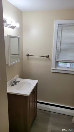 a bathroom with a sink a mirror and a toilet