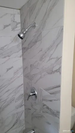 a bathroom with a bathtub