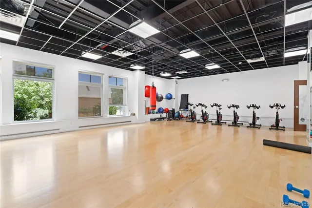 a view of a room with gym equipment