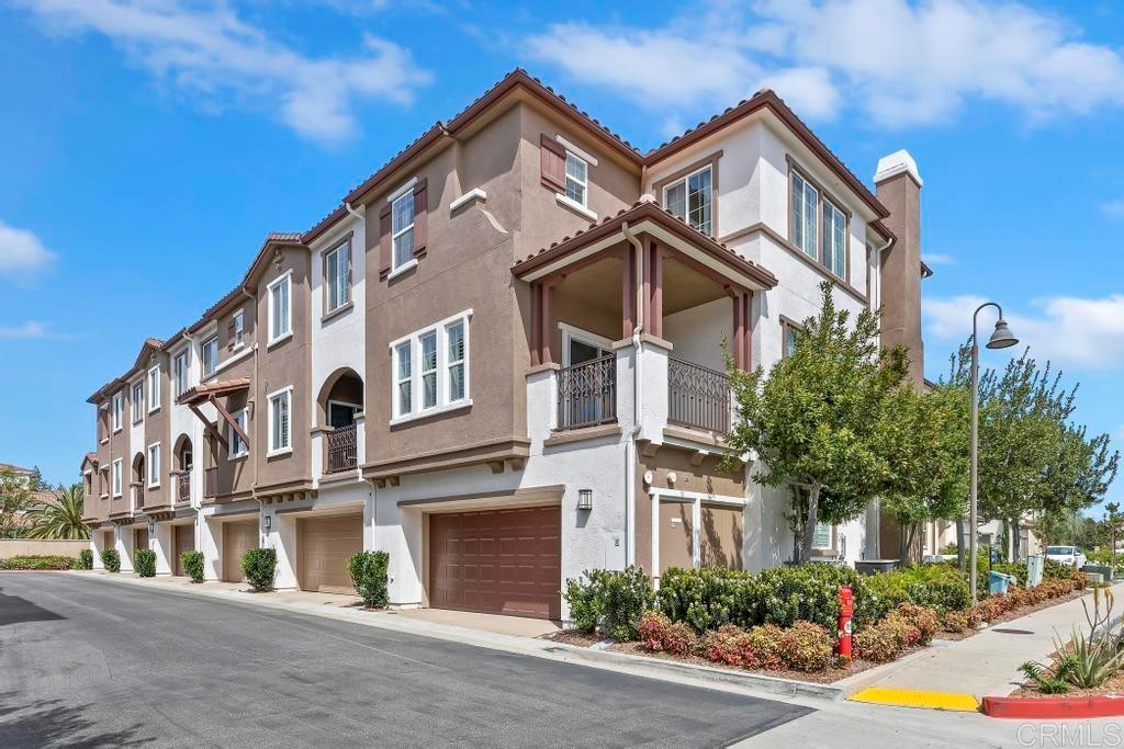 a front view of a multi story building