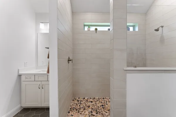a bathroom with a shower
