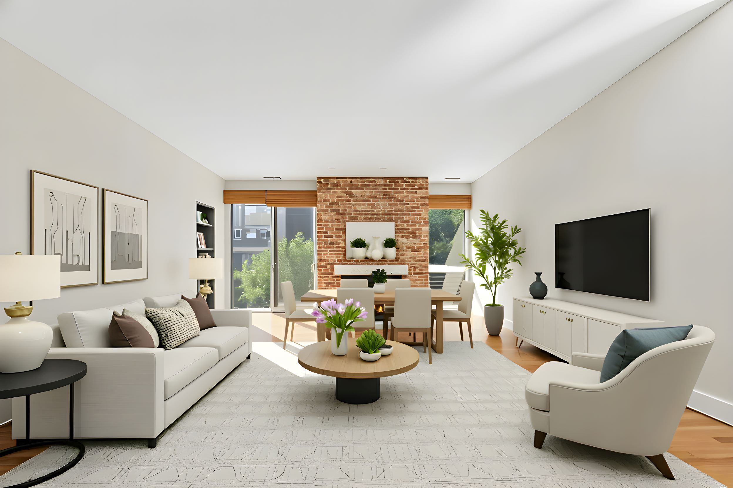 a living room with furniture and a flat screen tv