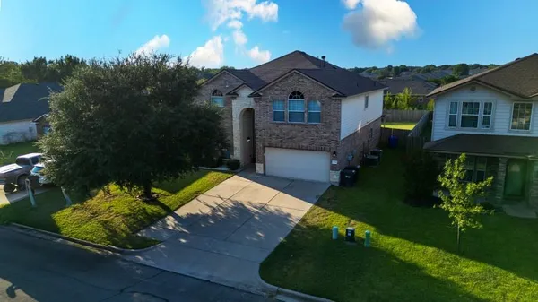 an aerial view of a house