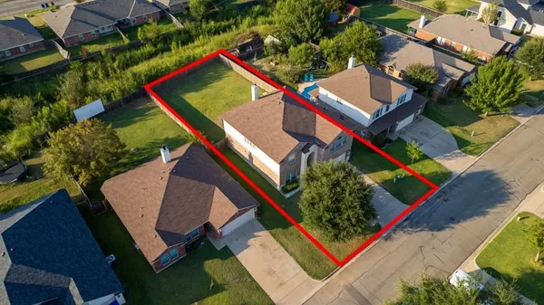 an aerial view of a house