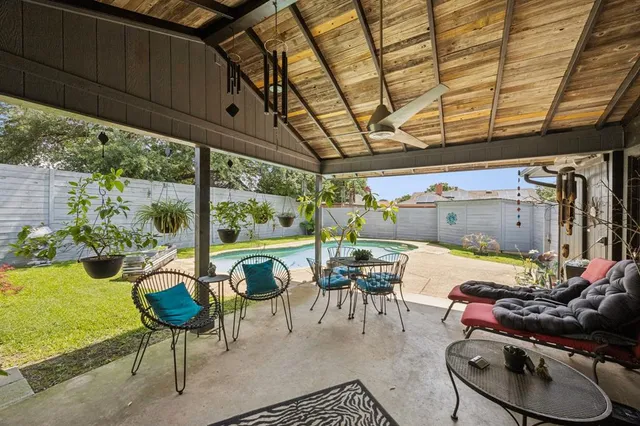 a outdoor space with furniture