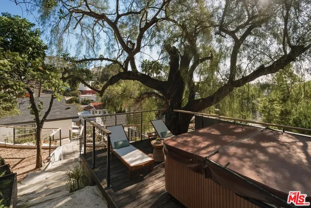 a view of sitting area in the backyard