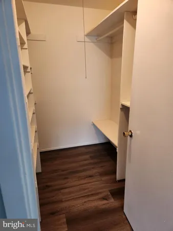 a view of walk in closet with empty racks