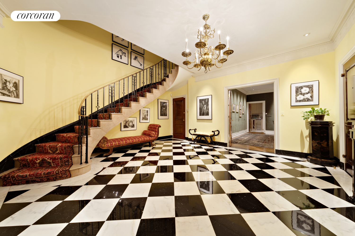 a black and white checkered floor
