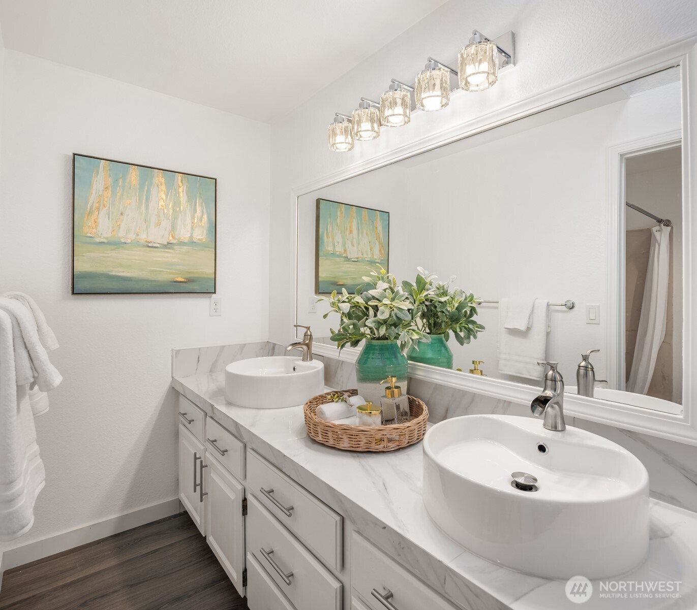 2805 Cedar Avenue South Renton, WA 98055 - Photo 27 of 40 a bathroom with a double vanity sink and a mirror