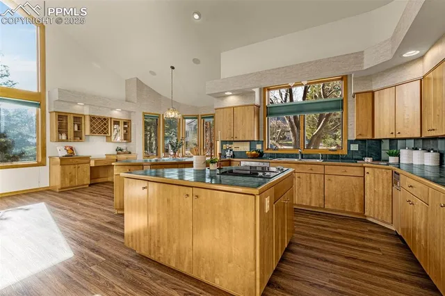 a kitchen with stainless steel appliances granite countertop a stove and a sink