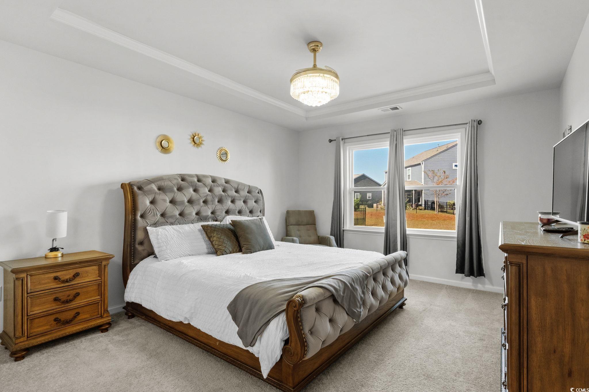 1663 Villena Drive Myrtle Beach, SC 29579 - Photo 15 of 40 Bedroom with a tray ceiling and light carpet