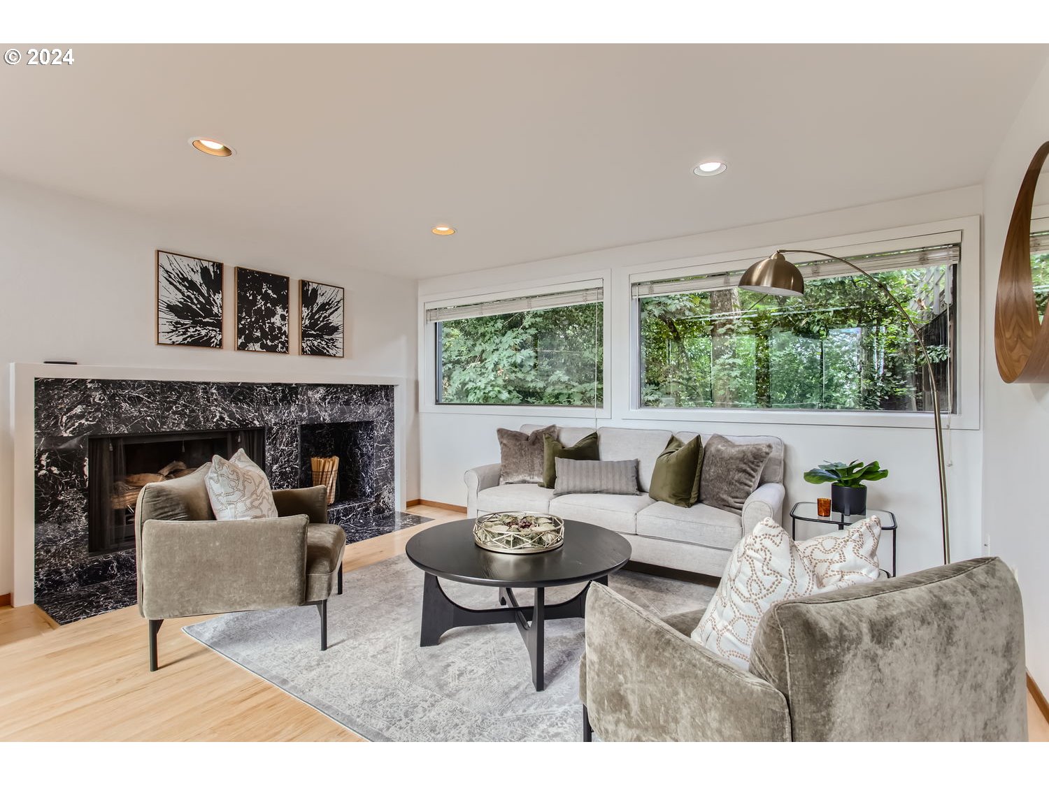 3831 Southwest Dosch Road Portland, OR 97239 - Photo 5 of 29 a living room with furniture and a fireplace
