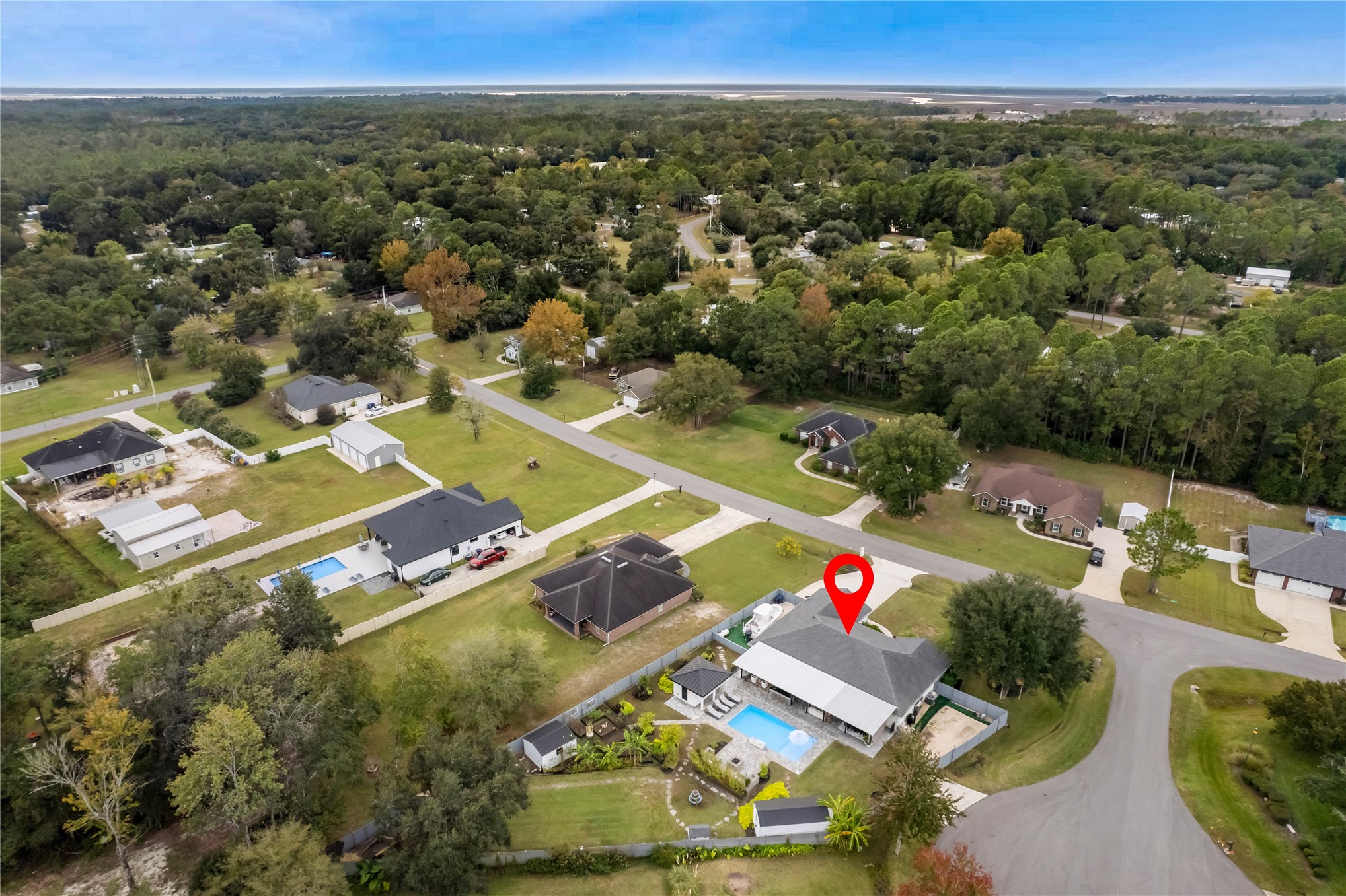 95103 Greenberry Road Fernandina Beach, FL 32034 - Photo 66 of 69 an aerial view of residential houses with outdoor space