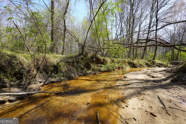 a view of a house with a big yard and large trees