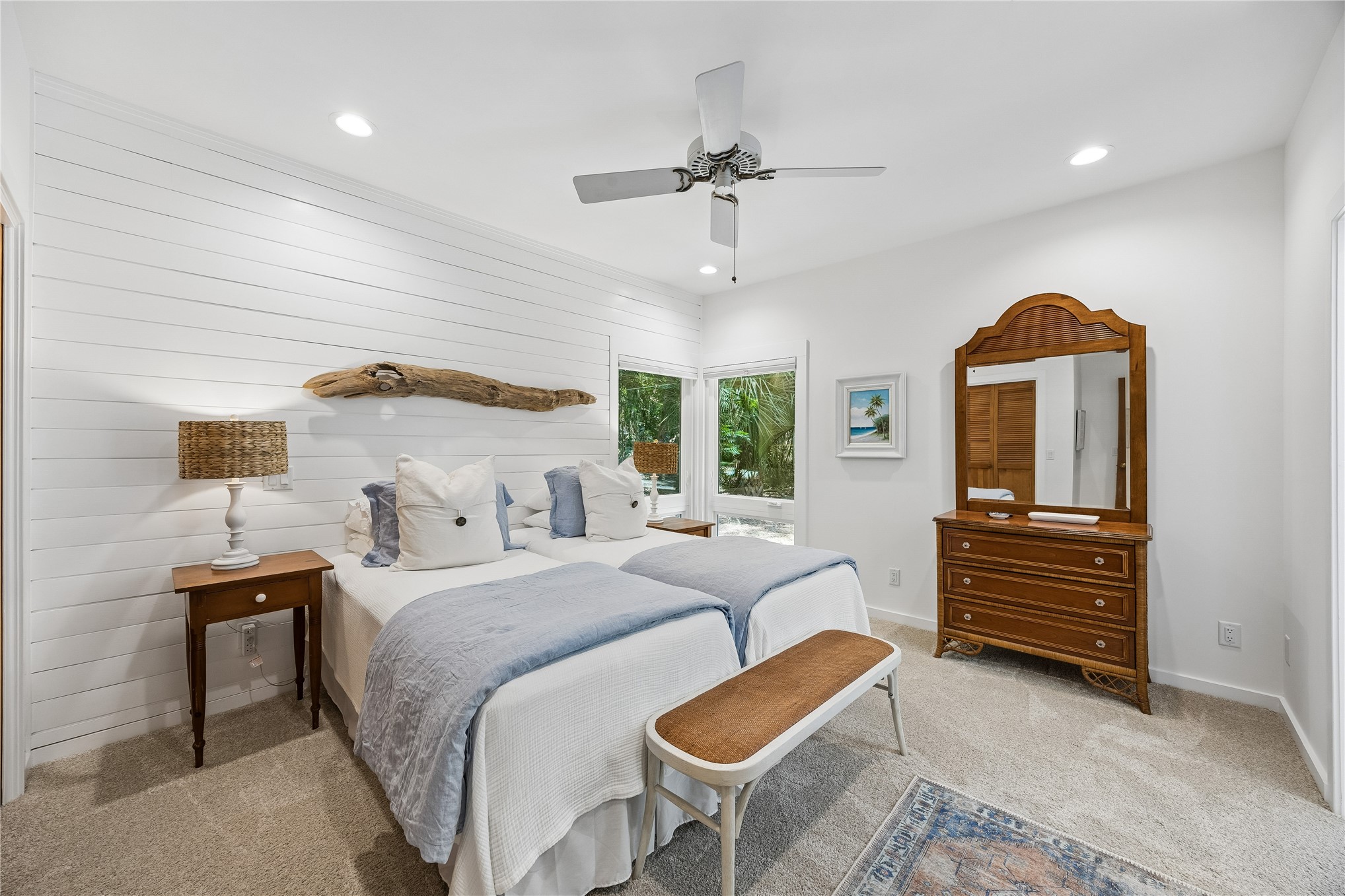 123 Bitternut Road Fernandina Beach, FL 32034 - Photo 48 of 87 The other secondary bedroom features fresh paint, ship lap siding accent wall and flat ceiling. Flat ceilings are featured throughout this home.