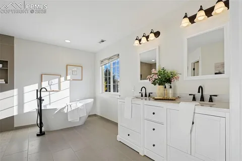 a bathroom with a sink double vanity
