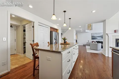 a large kitchen with cabinets
