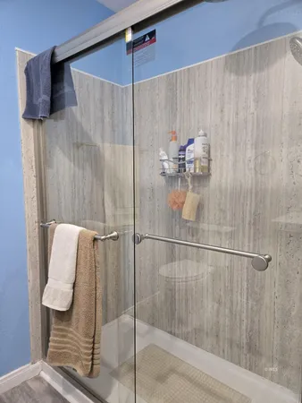a bathroom with a shower
