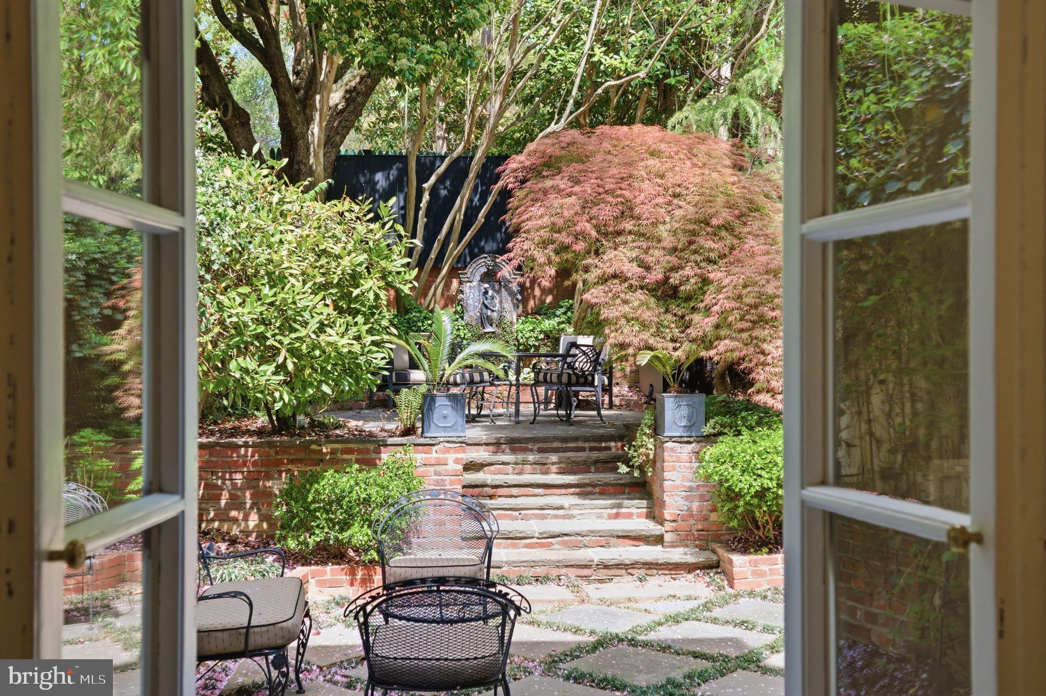 2815 Q Street Northwest Washington, DC 20007 - Photo 12 of 32 a view of a yard with plants and a fountain