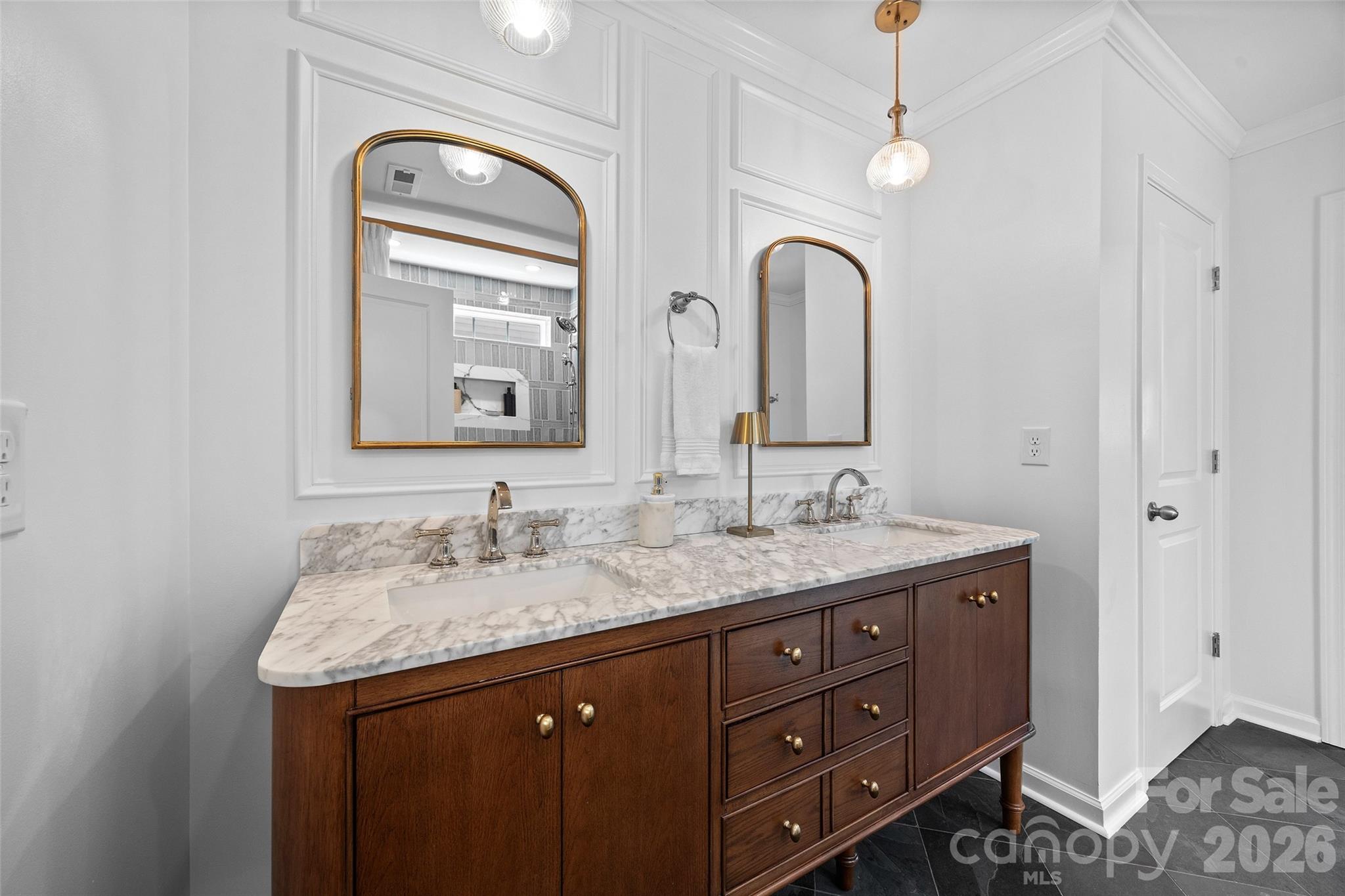 138 Lambeth Loop Mooresville, NC 28115 - Photo 21 of 48 a bathroom with a double vanity sink and a mirror